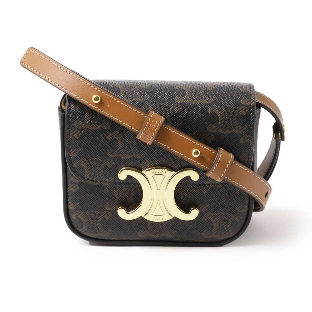 Celine Mini Claude Triomphe Canvas Shoulder Bag B… - image 2